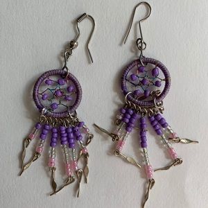Pink and Lavender Dream Catcher Earrings